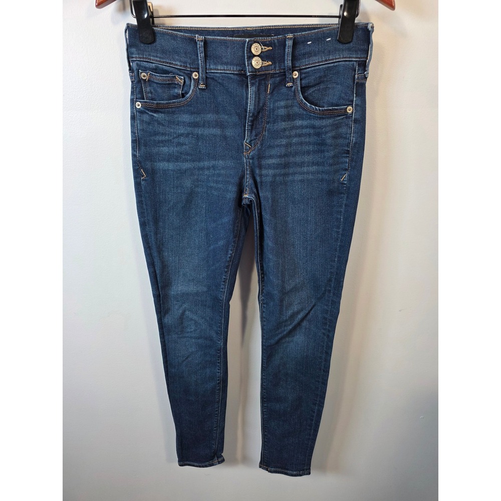 Express Mid Rise Cropped Legging Jeans Dark Wash Stretch + Performance Size 2